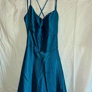 Long, Teal Prom dress with strap back